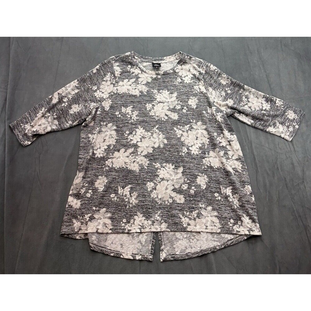 Babeau Soft Floral Plus Size‎ Tunic Womens 3X Top Shirt 3/4 Sleeve Back Seam NEW